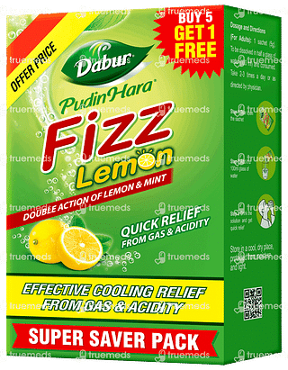 Dabur Pudin Hara Fizz Lemon Sachet 5gm Buy 5 Get 1 Free