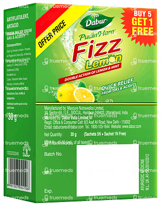 Dabur Pudin Hara Fizz Lemon Sachet 5gm Buy 5 Get 1 Free