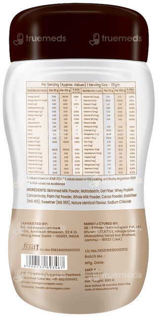 Dr Morepen Weight Gainer Irish Chocolate Powder Jar 500gm