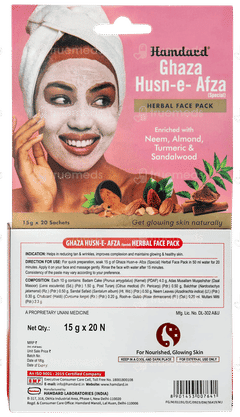 Hamdard Ghaza Husn E Afza Special Herbal Face Pack 15gm Pack Of 20 Sachets