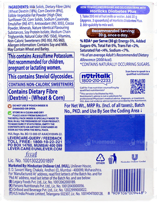 Horlicks Diabetes Plus Chocolate Flavour Refill Powder 400gm