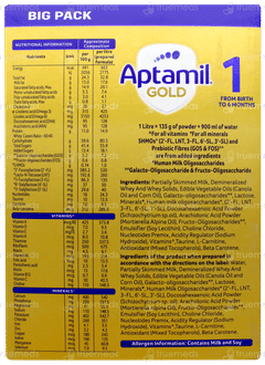 Aptamil Gold 1 From Birth To 6 Months Infant Formula With Probiotic Refill Powder 1.2kg