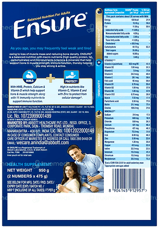 Ensure New And Improved Chocolate Flavour Refill Powder 950gm