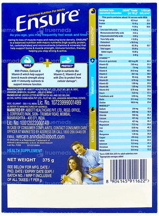 Ensure New And Improved Vanilla Flavour Refill Powder 375gm