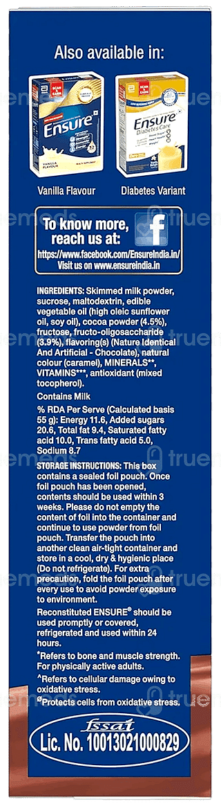 Ensur Enew And Improved Chocolate Flavour Refill Powder 375gm