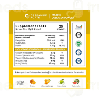 Carbamide Forte Marine Collagen Type 1 Citrus Burst Flavour Powder 200gm