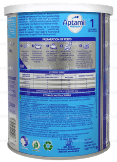 Aptamil Premium Stage 1 From Birth To 6 Month Infant Formula  Powder Jar 400gm