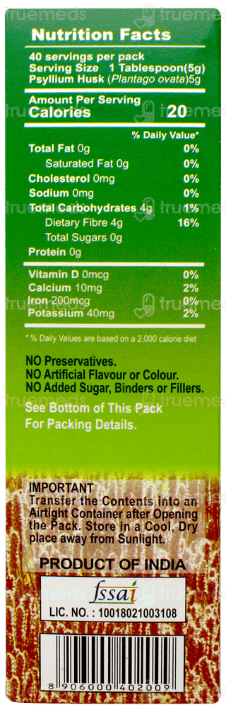Deer Brand Sat Isabgol Psyllium Husk Powder 200gm