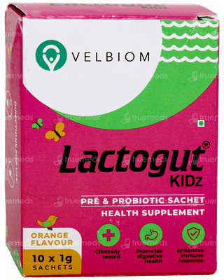 Velbiom Lactogut Kidz Orange Flavour 1gm Pack Of 10 Sachets