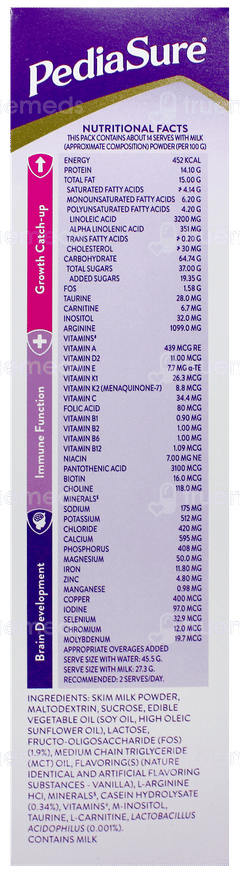Pediasure Vanilla Flavour Refill Powder 375Gm Pediasure Vanilla Flavour Refill Powder 375Gm