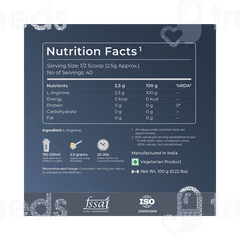 Nutrabay Pure L Arginine Amino Acid Unflavoured Powder 100Gm