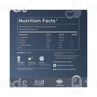 Nutrabay Pure L Arginine Amino Acid Unflavoured Powder 100Gm