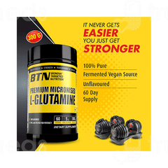 Btn Premium Micronised L Glutamine Unflavoured 300gm Btn Premium Micronised L Glutamine Unflavoured 300gm