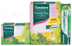 Himalaya Green Tea Tulasi 2Gm Pack Of 20 Sachets With Himalaya Complete Care Toothpaste 80Gm Free