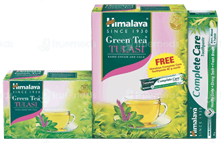 Himalaya Green Tea Tulasi 2Gm Pack Of 20 Sachets With Himalaya Complete Care Toothpaste 80Gm Free