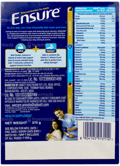 Ensure New And Improved Vanilla Flavour Refill Powder 375gm With Shaker Free