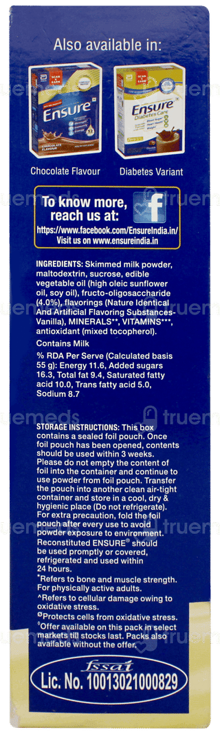 Ensure New And Improved Vanilla Flavour Refill Powder 375gm With Shaker Free