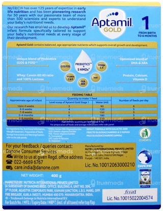 Aptamil Gold Stage 1 From Birth To 6 Months Powder Refill 400gm