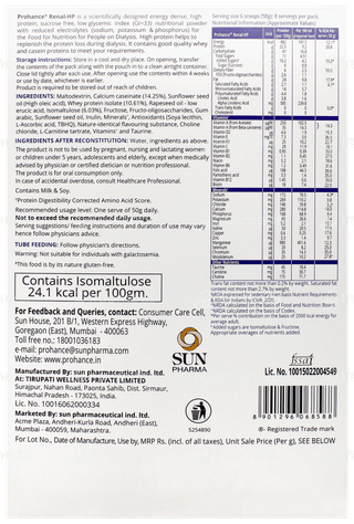 Prohance Renal Hp Vanilla Flavour Sucrose Free Refill Powder 400gm