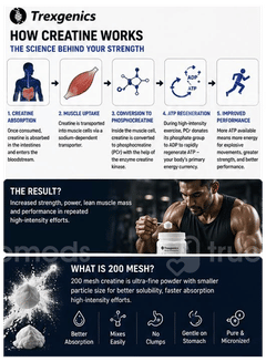 Trexgenics Sports Performance Ultra Micronized 200 Mesh Creatine Monohydrate Unflavoured Powder 250Gm