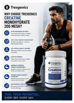 Trexgenics Sports Performance Ultra Micronized 200 Mesh Creatine Monohydrate Unflavoured Powder 250Gm