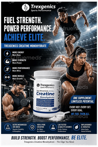 Trexgenics Sports Performance Ultra Micronized 200 Mesh Creatine Monohydrate Unflavoured Powder 250Gm