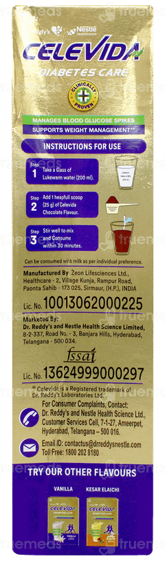 Celevida Diabetes Care Chocolate Flavour No Added Sugar Refill 400gm