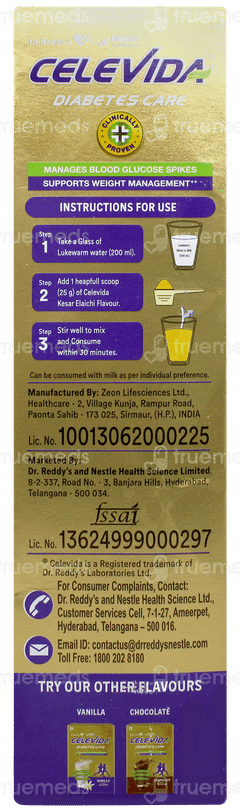 Celevida Diabetes Care Kesar Elaichi Flavour No Added Sugar Refill 400Gm