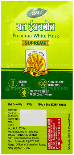 Dabur Sat Isabgol Premium White Husk Supreme 180Gm + 50Gm Extra Free
