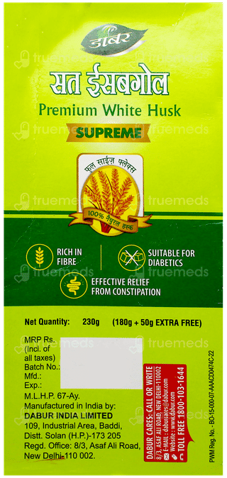 Dabur Sat Isabgol Premium White Husk Supreme 180Gm + 50Gm Extra Free