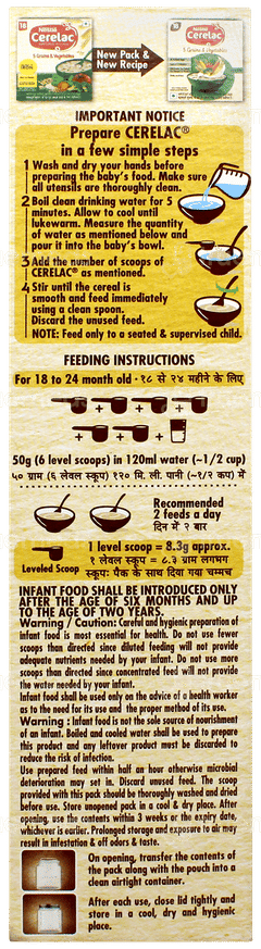 Nestle Cerelac New Recipe 5 Grains & Vegetables 18 To 24 Months Baby Cereal 300gm