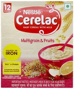 Nestle Cerelac New Recipe Multigrain & Fruits 12 To 24 Months Baby Cereal 300gm