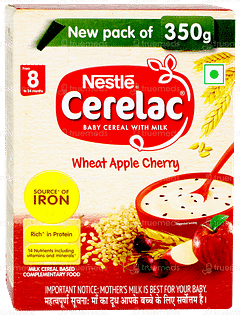 Nestle Cerelac New Recipe Wheat Apple Cherry 8 To 24 Months Baby Cereal 350gm