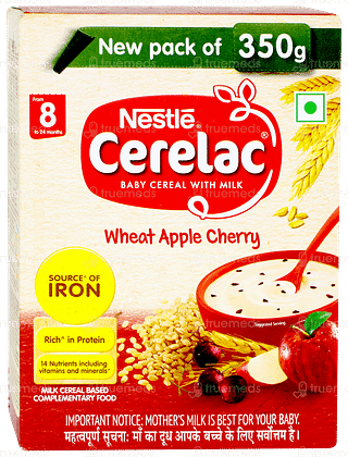 Nestle Cerelac New Recipe Wheat Apple Cherry 8 To 24 Months Baby Cereal 350gm