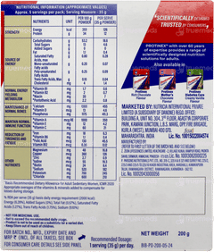 Protinex New & Improved Creamy Vanilla Flavour Zero Added Sugar Powder 200gm