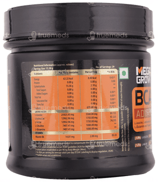 Mega Grow Bcaa Advance Orange Flavour Powder 400Gm