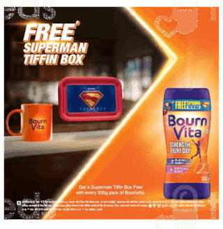 Bournvita Jar 500Gm With Superman Tiffin Box Free
