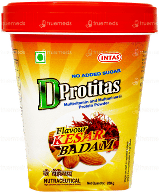D Protitas Kesar Badab Flavour No Added Sugar Protein Powder 200Gm