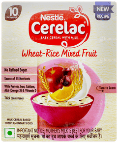 Nestle Cerelac New Recipe Wheat Rice Mixed Fruit 10 To 24 Months Baby Cereal 300gm