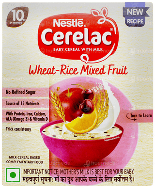 Nestle Cerelac New Recipe Wheat Rice Mixed Fruit 10 To 24 Months Baby Cereal 300gm