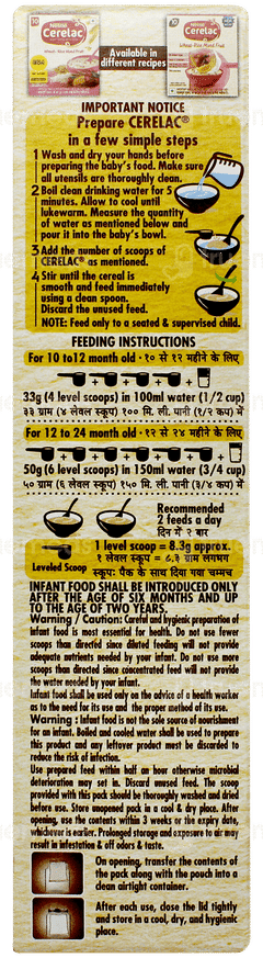 Nestle Cerelac New Recipe Wheat Rice Mixed Fruit 10 To 24 Months Baby Cereal 300gm