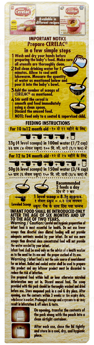 Nestle Cerelac New Recipe Wheat Rice Mixed Fruit 10 To 24 Months Baby Cereal 300gm