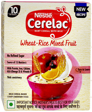 Nestle Cerelac New Recipe Wheat Rice Mixed Fruit 10 To 24 Months Baby Cereal 300gm
