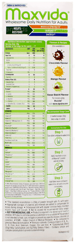 Maxvida New & Improved Vanilla Flavour Powder 500Gm