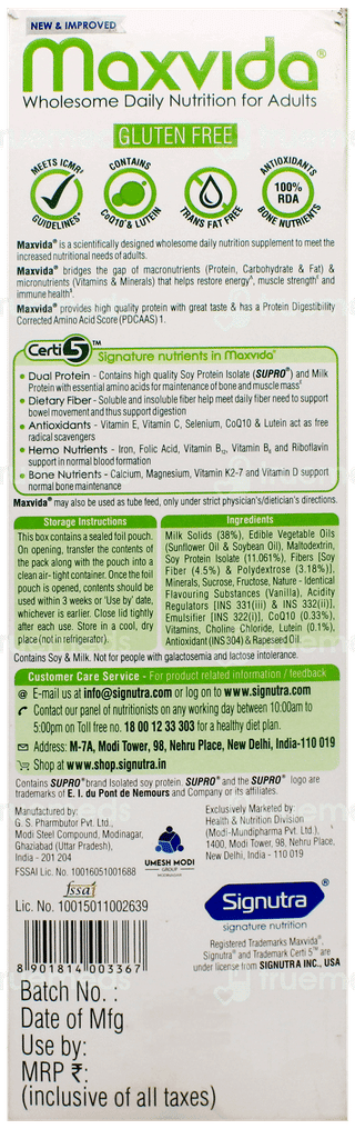 Maxvida New & Improved Vanilla Flavour Powder 500Gm