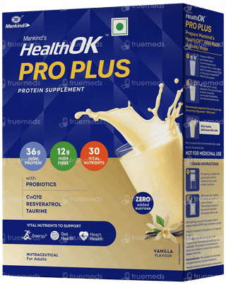 Healthok Pro Plus Zero Added Sucrose Vanilla Flavour Refill Powder 400gm