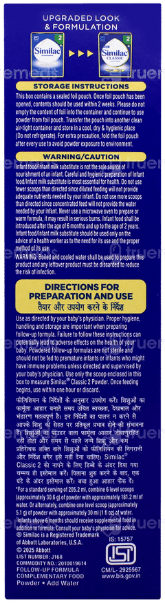 Similac Classic New Stage 2 From 6 To 12 Months Follow Up Formula Reffil 400gm