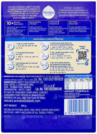 Similac Classic New Stage 1 Up To 6 Months Infant Formula Powder  Refill 400gm