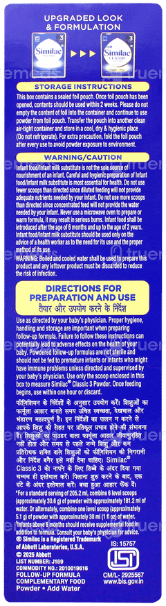 Similac Classic New Stage 3 From 12 To 18 Months Follow Up Formula Powder Refill 400gm
