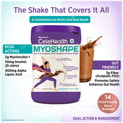 Celehealth Womens Myoshape Chocolate Flavour No Added Sugar Powder 400gm